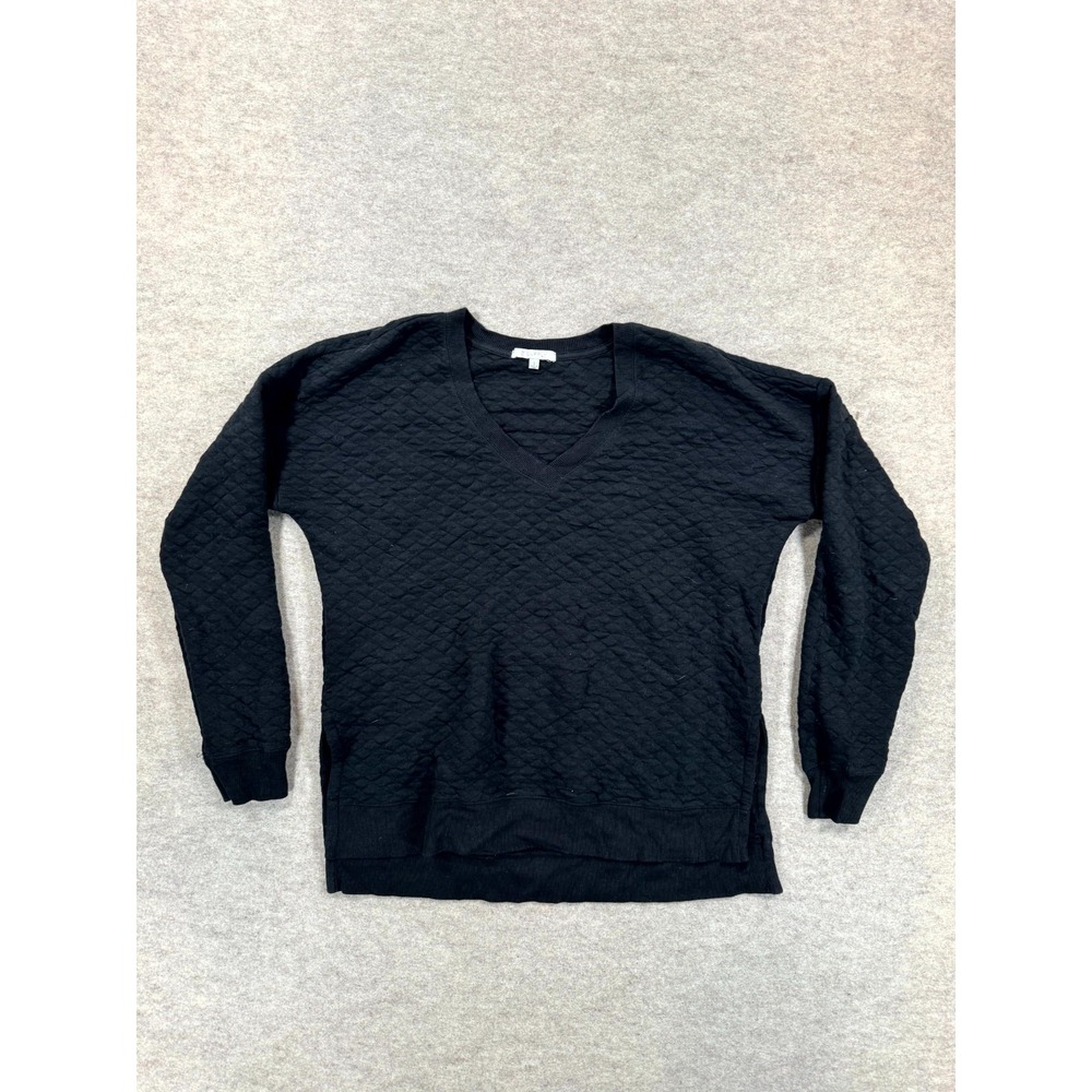 Z Supply Quilted Sweatshirt Womens Small Black V-Neck Pullover ZT234380